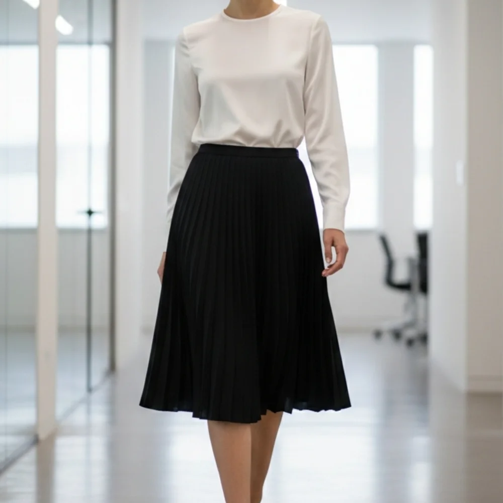 Lauren Ralph Lauren Black Pleated Midi Skirt - Size 14 Like New - Picture 12 of 12